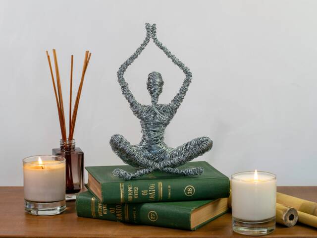 Handmade Wire Yoga Sculpture Modern Home Decor, Meditation Gift - image 1