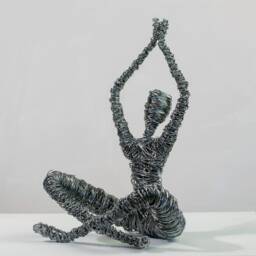 Handmade Wire Yoga Sculpture Modern Home Decor, Meditation Gift - thumbnail 2