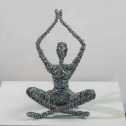 Handmade Wire Yoga Sculpture Modern Home Decor, Meditation Gift - thumbnail 3