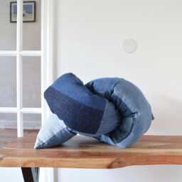 Denim Knot Pillow - One-Of-A-Kind Recycled Patchwork - thumbnail 3