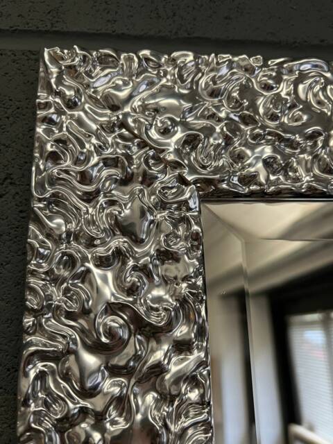 Handmade Wall Mirror Handcrafted Mirror Bevelled Ornate Chrome UK Made Solid Wood - image 1