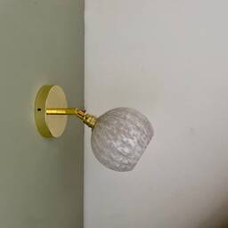 Vintage Tulip Wall Lamp in White Clichy Glass - thumbnail 2