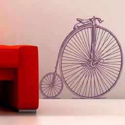 Penny-Farthing Vintage Retro High Wheel Bicycle Velocipede Vinyl Decal Wall Art Sticker - thumbnail 2
