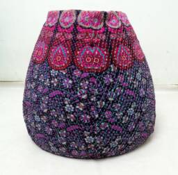 Handmade Floral Cotton Bean Bag Chair Embroidered Bohemian Ottoman Pouf - thumbnail 1