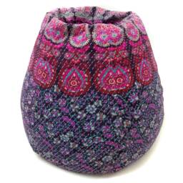 Handmade Floral Cotton Bean Bag Chair Embroidered Bohemian Ottoman Pouf - thumbnail 3