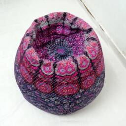 Handmade Floral Cotton Bean Bag Chair Embroidered Bohemian Ottoman Pouf - thumbnail 2