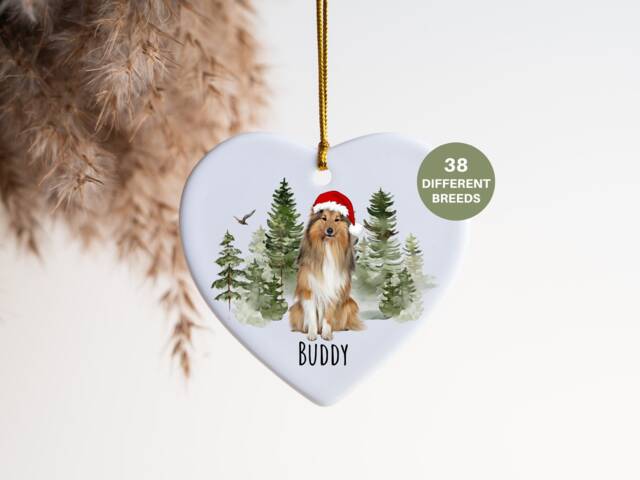 Shetland Sheepdog, Personalised Christmas Ornament, Tree Ornament Custom Dog Pet Lover Personalized Bauble - image 1