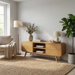 Tv Stand. Tv Console, Cabinet With 4 Drawers, Unit, Entertainment Center, Handmade Sideboard Mid Century Storage Cabinet - thumbnail 2
