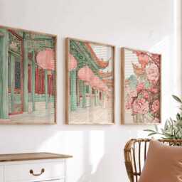 Japanese Lanterns in Tokyo, Set Of 3 Prints, Poster Set, Art, Tokyo Wall Oriental Home Decor, Gift Idea - thumbnail 3