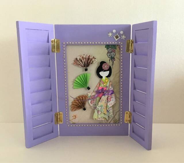 Beautiful Handmade Photo Frame With Side Louvres - And An Origami Collage - image 1