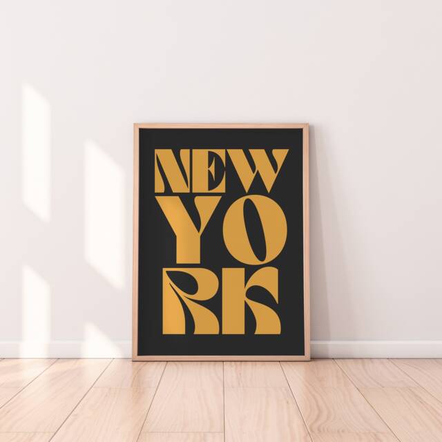 New York Typography Statement Print - Eclectic Print, Colourful Retro Wall Art, Living Room Bedroom A3 Art - image 1