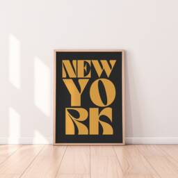 New York Typography Statement Print - Eclectic Print, Colourful Retro Wall Art, Living Room Bedroom A3 Art - thumbnail 1