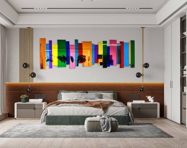 Large Multicolor Acrylic Wall Sculpture Modern Abstract Art - image 1