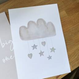 Neutral Nursery Prints - Gender Decor Beige Rainbow Set Of Three Wall Art & Cloud - thumbnail 2