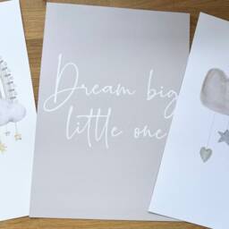 Neutral Nursery Prints - Gender Decor Beige Rainbow Set Of Three Wall Art & Cloud - thumbnail 3