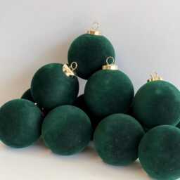 Flocked Christmas Ornaments Emerald Green - 12 Pcs 3, 15 - thumbnail 4