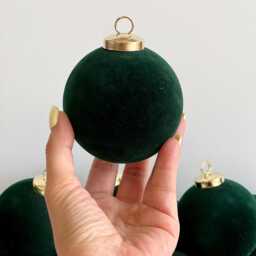 Flocked Christmas Ornaments Emerald Green - 12 Pcs 3, 15 - thumbnail 2