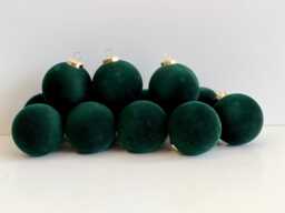 Flocked Christmas Ornaments Emerald Green - 12 Pcs 3, 15