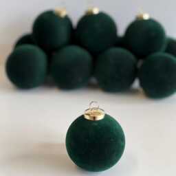 Flocked Christmas Ornaments Emerald Green - 12 Pcs 3, 15 - thumbnail 3