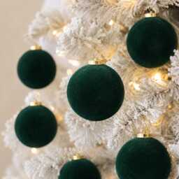 Flocked Christmas Ornaments Emerald Green - 12 Pcs 3, 15 - thumbnail 2