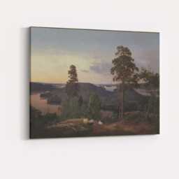 Scandinavian Lake View Pine Forest Evening Landscape Painting Canvas Wall Art Print Decor Picture Ready To Hang - thumbnail 4
