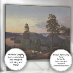 Scandinavian Lake View Pine Forest Evening Landscape Painting Canvas Wall Art Print Decor Picture Ready To Hang - thumbnail 3