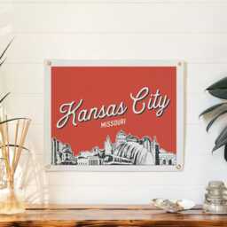 Kansas City, Missouri Felt Poster Banner - City Skyline Wall Art Print Sign. Vintage City Line Drawing Pennant Home Decor. Handmade Gift - thumbnail 2