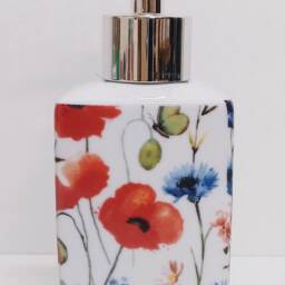 Wildflowers Meadow Soap Dispenser Porcelain 200 Ml 7Oz Bright Multi Flowers Floral Liquid Pump Hand Decorated UK - thumbnail 3