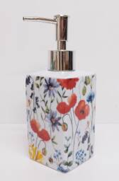 Wildflowers Meadow Soap Dispenser Porcelain 200 Ml 7Oz Bright Multi Flowers Floral Liquid Pump Hand Decorated UK - thumbnail 1