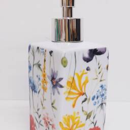 Wildflowers Meadow Soap Dispenser Porcelain 200 Ml 7Oz Bright Multi Flowers Floral Liquid Pump Hand Decorated UK - thumbnail 2