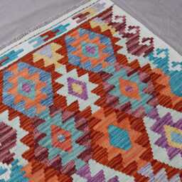 2'8x9'8 Ft Afghan Kilim Runner Rug Natural Veg Dye Wool Flatweave Boho Rug, Handwoven Tribal Geometric Carpet, Kitchen, Hallway - thumbnail 3