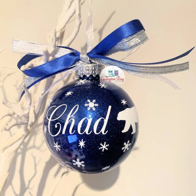 Personalised Polar Bear Bauble, Christmas Ornament, Gift, Name 2025 - image 1