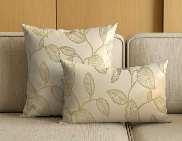 Green Leaves Cushion Covers - Floral Embroidered Brocade Fabric 20 - image 1