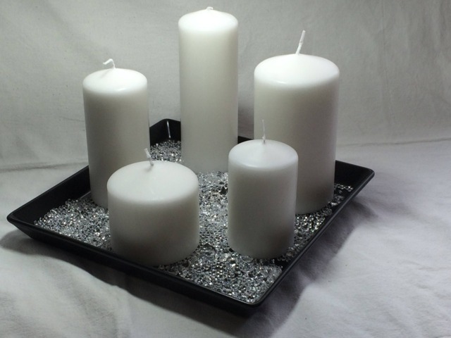 Hand Crafted Beautiful7 Piece Candle Set On A Black Gloss Ceramic Dish - image 1