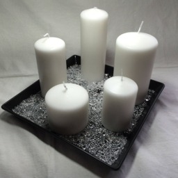 Hand Crafted Beautiful7 Piece Candle Set On A Black Gloss Ceramic Dish - thumbnail 2