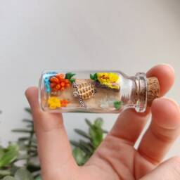 Sea Turtle At A Coral Reef in Glass-Bottle/Unique Miniature Figure/ Handmade Artwork - thumbnail 3