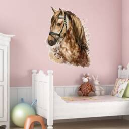 085 Wall Decal Horse Head Brown - Children's Room Teenager Sticker Mural Decoration Riding in 6 Sizes Nikima - thumbnail 2