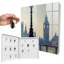 Urban Charm Wall Mounted Key Cabinet, Beige Industrial Box, Photographic Cities, For Lovers Of The Landscape - thumbnail 2