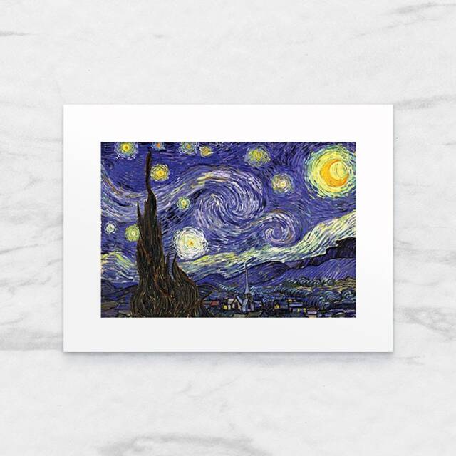 Photo Art Print With Passe-Partout The Starry Night By Vincent Van Gogh 18x24 cm