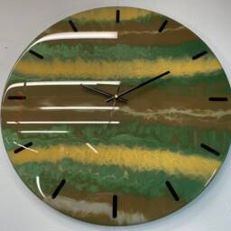 50cm Large Dark Green & Brown Modern Resin Wall Clock, Unusual Abstract Clock - thumbnail 4