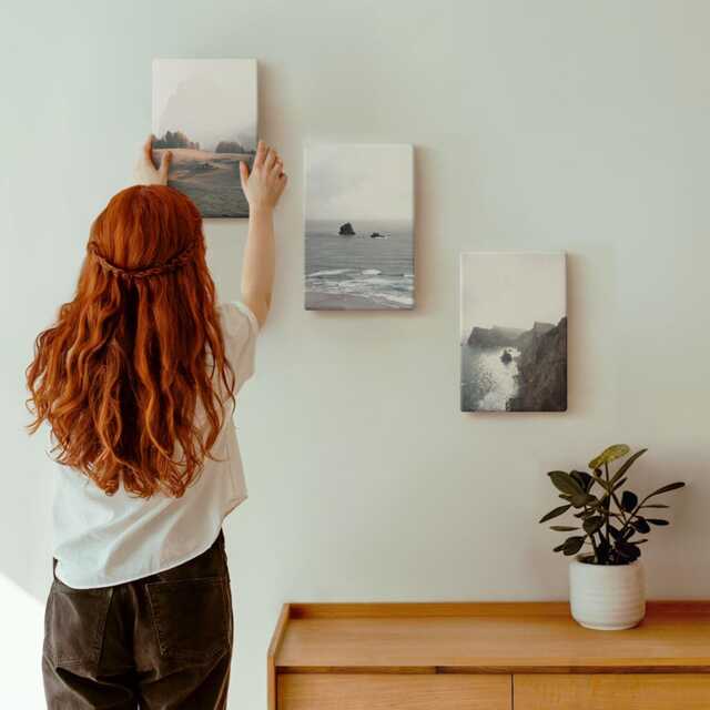 3 Piece Canvas Set - Mountain & Sea Landscapes With Clouds Forests, Gray Photo Print, Wall Decor - image 1