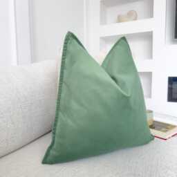 Velvet Sage Green Cushion Cover Soft Plush Throw For Sofa, Bed, Living Room Decor - All Sizes - thumbnail 2