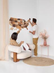 Wooden United States Map, Push Pin Us Map Apartment Decor, Family Travel Of Usa, 5Th Anniversary Gift, Wood Wall Art Retirement Gift - thumbnail 1