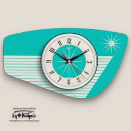 Handmade Turquoise Formica Wall Clock Mid-Century Atomic Starburst Design Choose From 12 Colours - thumbnail 2