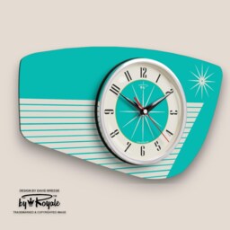 Handmade Turquoise Formica Wall Clock Mid-Century Atomic Starburst Design Choose From 12 Colours - thumbnail 2