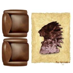 Faux Fur Area Rug - American Indian Head Art, Hand Sewn - thumbnail 1