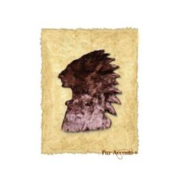Faux Fur Area Rug - American Indian Head Art, Hand Sewn - thumbnail 2