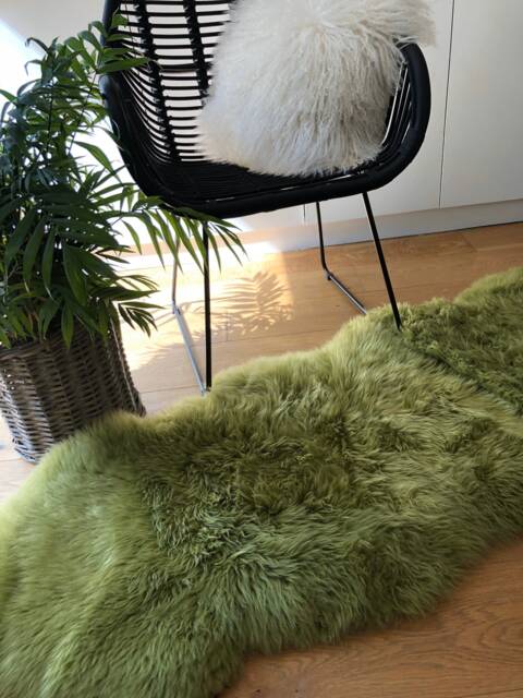 Lime Green Sheepskin Rug, Double Sheepskin, Large Size Lime Rug - image 1