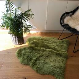Lime Green Sheepskin Rug, Double Sheepskin, Large Size Lime Rug - thumbnail 2