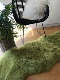 Lime Green Sheepskin Rug, Double Sheepskin, Large Size Lime Rug - thumbnail 1